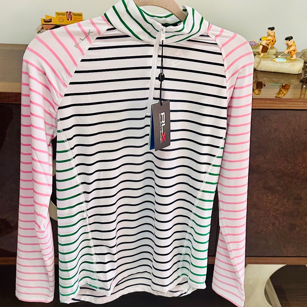 NEW RLX Golf Ralph Lauren Women's M Tailored Fit Quarter-Zip Polo Shirt NWT